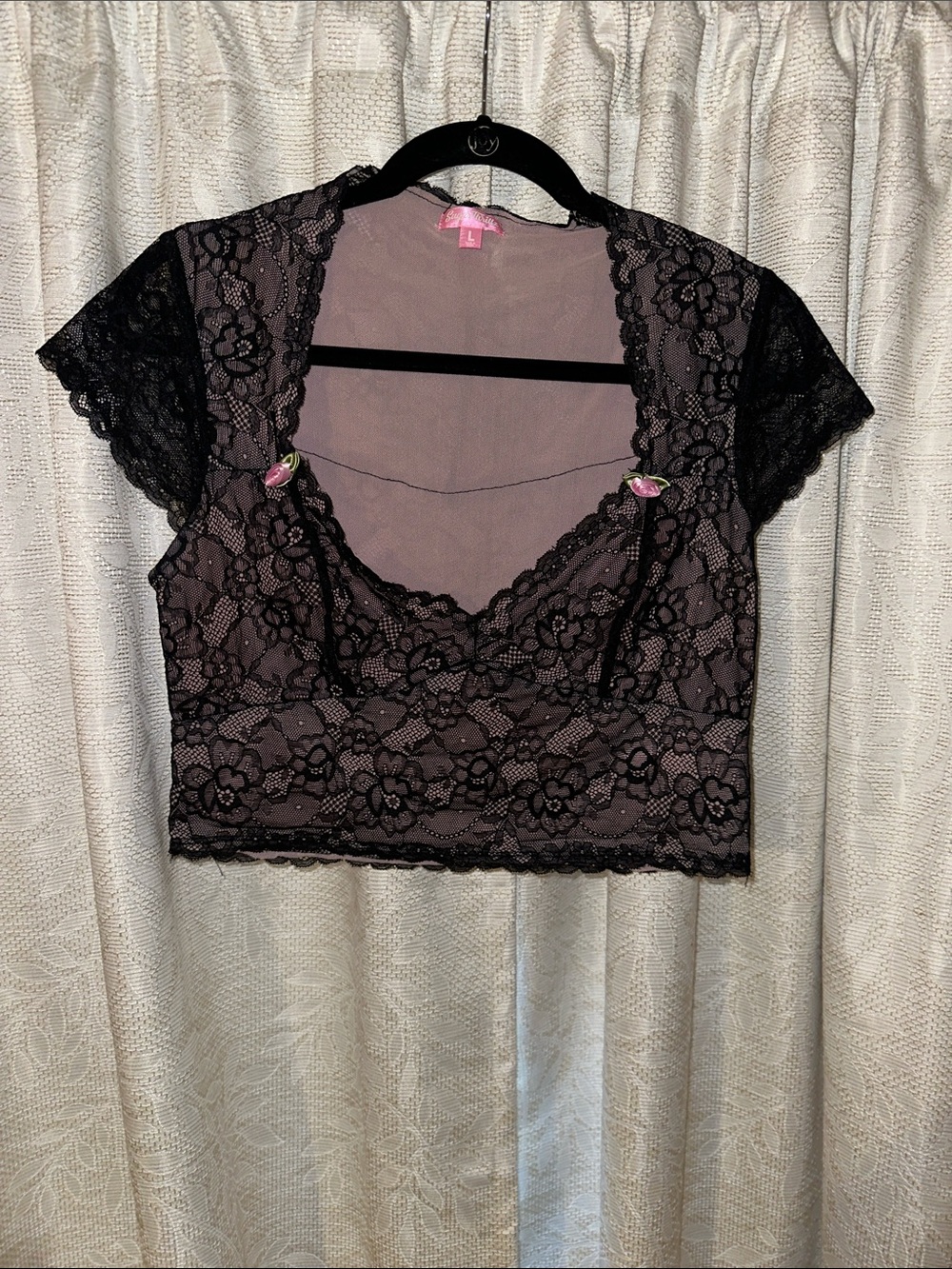 Sugar Thrillz Black Lace Overlay Top